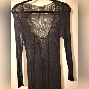 Plunging V Neckline Knitted Style Cover-up